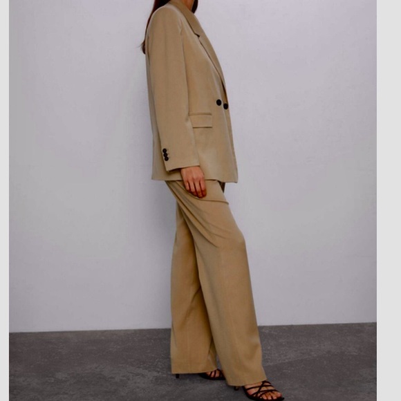 Zara Wide Leg Relaxed fit Trousers size small in Camel Color - Picture 3 of 14